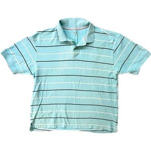 BCC Khaki | Robin’s Egg Blue Striped Polo Shirt